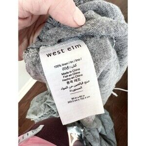West Elm Flax 100% Linen Queen Fitted Sheet Grey  80x60 Bedding